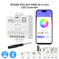(GGBR)-12-In-1 Wifi LED Controller SP530E PWM SPI Pixels Dimmer for WS2812B WS2811 RGB RGBW LED Strips with Voice Control. 