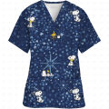 Surgical Wear Work Clothes Cartoon Snoopy print Hand Washing Nurse Uniform Women's V Neck Short Sleeve T-Shirt Tops. 