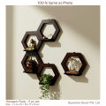Formica laminated Hexagon Honeycomb Wall rack for Home Decor , Living Room & Office - 5 pc set  - Best Quality - By Supreme Decor. 