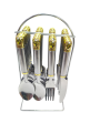 24 Pieces Stainless Steel Cutlery Set With Stand Combo Cutlery Set. 