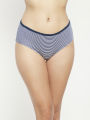 Clovia Navy & White Striped Mid Waist Hipster Panty with Inner Elastic - Cotton. 