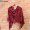 Maroon Viscose Leopard Print Shawl For Women. 