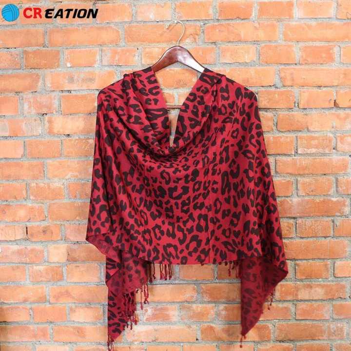 Maroon Viscose Leopard Print Shawl For Women