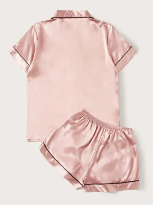 Contrast%20Binding%20Lapel%20Neck%20Pajama%20Set%20For%20Girls%20-%20Image%203