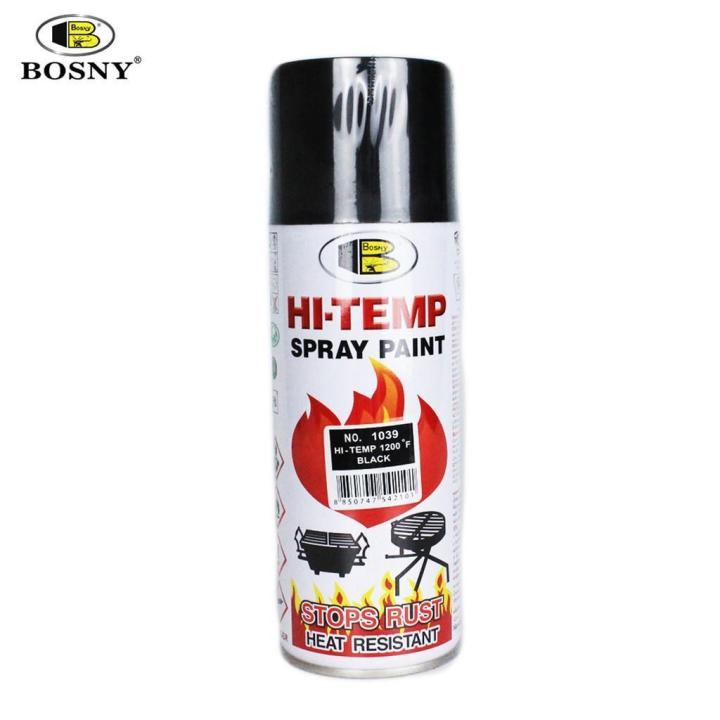 Spray Paint Hi Heat Gloss Black 0039 400 ml for Metal, Plastic, Wood, Wall, Car & Bike | Fast Drying, Brilliant Finish, Interior & Exterior Use | Multipurpose | Durable (Bosny)