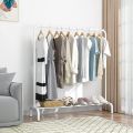 Metal Coat Rack And Clothes Hanger Stand With Side Hooks And Bottom Shelves, Full Body Iron Clothe Hanger Cloth Stand, Cloth Rack Metal Clothe Hanging Single, Double Pole, Multipurpose Rack. 