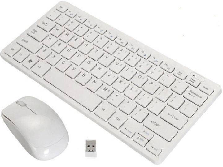 White Wireless Slim Keyboard and Mouse 2.4GHZ GKM-901 Stylish and slim design