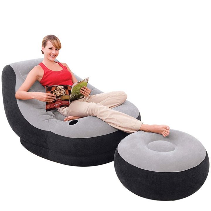 Inflatable Deck Chair With Household Air Pump, Lounger Sofa For Indoor Living Room Bedroom, Outdoor Travel Camping Picnic