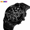 SKMEI 9157 Men Watch Multifunctional Business Edition Chronograph Date Display Leather Strap - Black. 