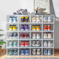 Shoe Boxes Clear Plastic Stackable, Shoe Organizer for Sneaker Storage with Magnetic Front Door Shoe Display Case Shoe Containers,Easy Assembly(13.6"x10.6"x7.7" Clear White) ( Single Piece). 