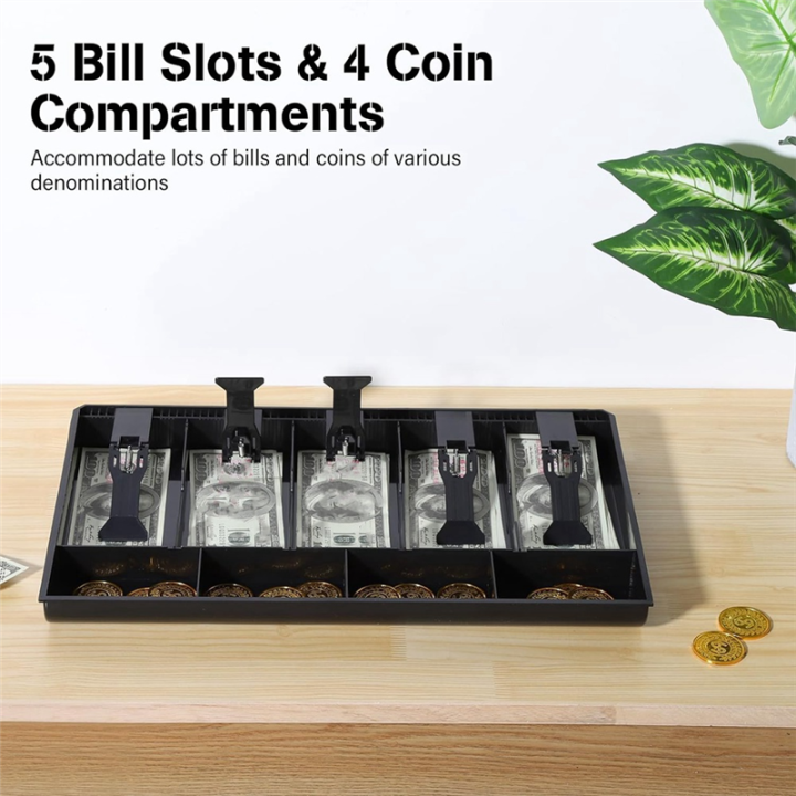 1%20Piece%20Cash%20Tray%20Cash%20Register%20Drawer%20Insert%20Tray,%20Black%20ABS%20Money%20Storage%20Case%205%20Bill%20&%204%20Coin%20Compartments%20-%20Image%206