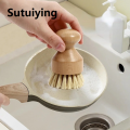 Sutuiying Cleaning Tools 1PC Bamboo Palm Kitchen Pan Pot Cleaning Brush Short Round Wooden Handle Household Vegetables Bowl Dish Washing Tools. 