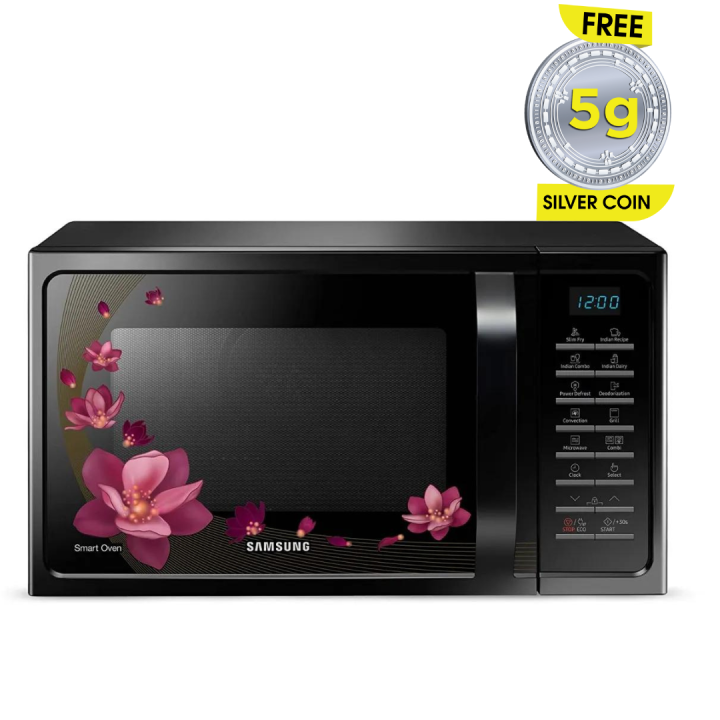 Samsung 28 L Convection  Oven (MC28H5025VP/TL, Black with Magnolia Pattern, Slim)