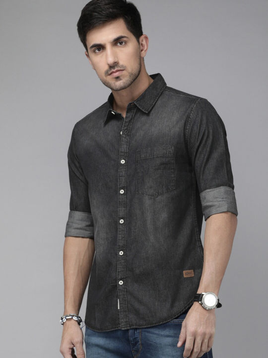 Fabdale Men’s Pure Cotton Charcoal Grey Washed Casual Shirt | Rugged ...