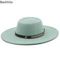 British Style Felt Fedoras Hats for Women9.5CM Wide Brim Men Formal Luxury Jazz Caps Bowler Wedding Dress Hat Chapeau Femme. 