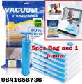 Vacuum Bag For Clothes With Pump - 5 Pieces | Smart Space Saver Vacuum Bags For Travel | Pack Of 5 Compression Storage Bags For Clothes. 