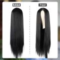 HMD Long Black Wigs for Women Middle Part Long Straight Wig Synthetic Natural Full Wig Heat Resistant Fiber Wig for Daily Party(Black, 30 Inch). 