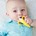 Mumlove Baby Banana Yellow Infant Toothbrush - Easy to Hold, Train Infants for Oral Hygiene & Teething. 