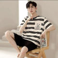 2023 Summer Pajamas Men's Teenager Sports Short-sleeved Loose Casual Home Plus Size Outfit for Men. 