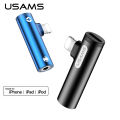 USAMS 2 in 1 for Apple Lightning to 3.5mm Headphone Jack Adapter Audio charging converter for iPhone 11 xs xr 8 7 6 plus charger. 