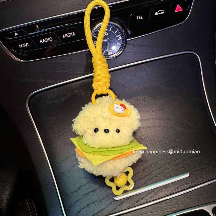 Hamburger%20Puppy%20Rearview%20Mirror%20Hanging%20Decoration%20Car%20Accessories%20Interior%20Ornament%20Cute%20Healing%20Doll%20for%20Women%20-%20Image%206
