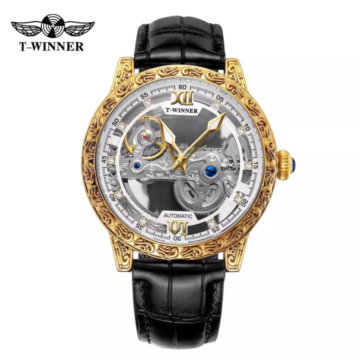 European and American Style Men's Fashion Retro Carved Leisure Hollow Mechanical Movement Automatic Mechanical Watch Bles Online