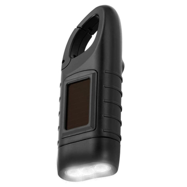 1 PCS Hand Crank Solar Powered Flashlight, Emergency Rechargeable LED Flashlight, Survival Flashlight, Torch for Outdoor Sports