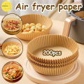 200Pcs 20cm Air Fryer Disposable Paper Liners | Non-Stick, Oil-Absorbing, Food-Grade Round Baking & Frying Papers for Household Cooking. 