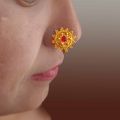 Gold Plated Nose Pin Limbu Fuli Hook Clip Mounting Type for Women. 