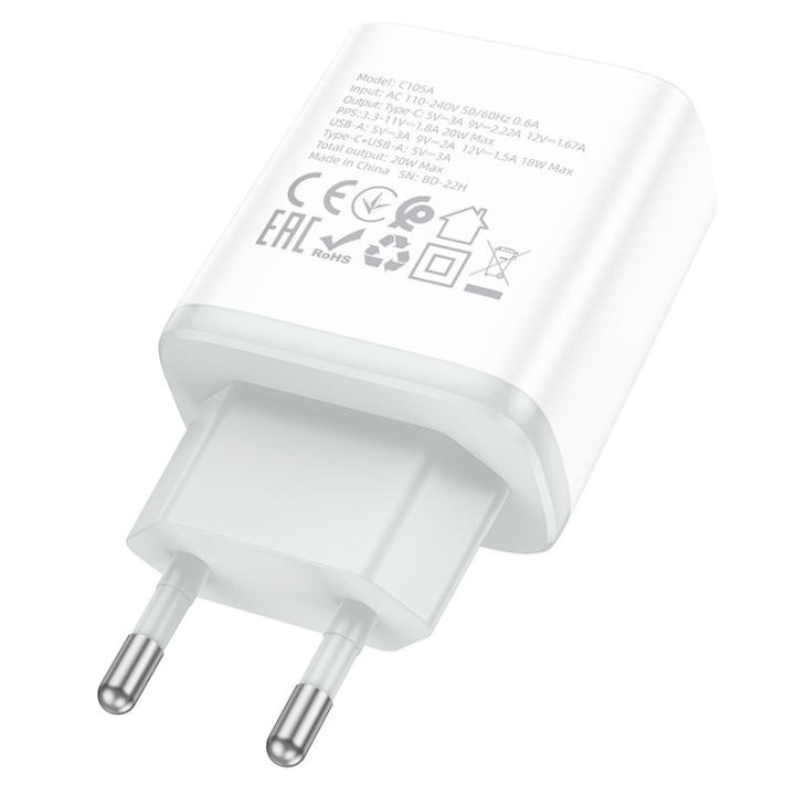 Hoco%20C105A%20PD%2020W%20Dual%20Port%20QC%203.0%20Charger%20for%20iPhone%20and%20Android%20-%20Image%202
