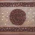 Brass Flower Design Wood Tray 20". 