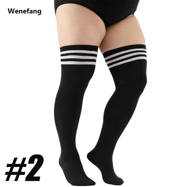 Wenefang%201Pair%20Women's%20Plus%20Size%20Thigh%20High%20Socks%20Striped%20Knee%20High%20Extra%20Long%20Stockings%20Leg%20Warmer%20-%20Image%208