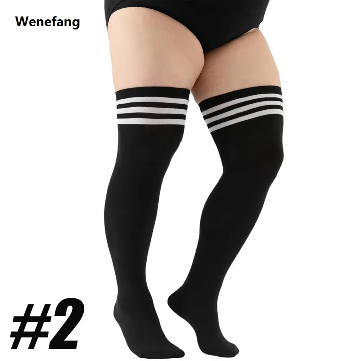 Wenefang%201Pair%20Women's%20Plus%20Size%20Thigh%20High%20Socks%20Striped%20Knee%20High%20Extra%20Long%20Stockings%20Leg%20Warmer%20-%20Image%208