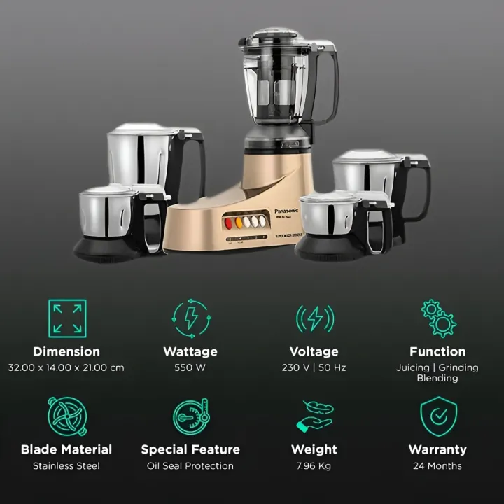 Panasonic%20Plastic%20Ac%20Mx-Ac555%20Mixer%20Grinder,%20550W,%205%20Jars%20(Gold),%20550%20Watt%20-%20Image%202
