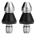 2PCS Sewer Cleaning Tool High-Pressure Nozzle Stainless Sewer Jetter Nozzle Sewer Jetter Kit for Pressure Washer 1/4In. 