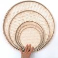 1Pcs Durable DIY Decorative Bamboo Sieve 4 Size Hand-woven Kitchen Storage Tray Round Dustpan Fruit Bread Basket Dessert Plate. 
