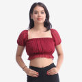 Maroon Colored Chiffon Summer Crop Top / Tshirt For Women - Multisize | Fashion | Summer Tops For Women. 