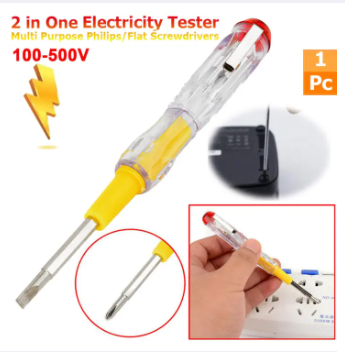 2 In 1 Electric Tester Multi Function Pen Screwdriver | Plastic Body Small Size Portable Mulitpurpose Tester Screwdriver