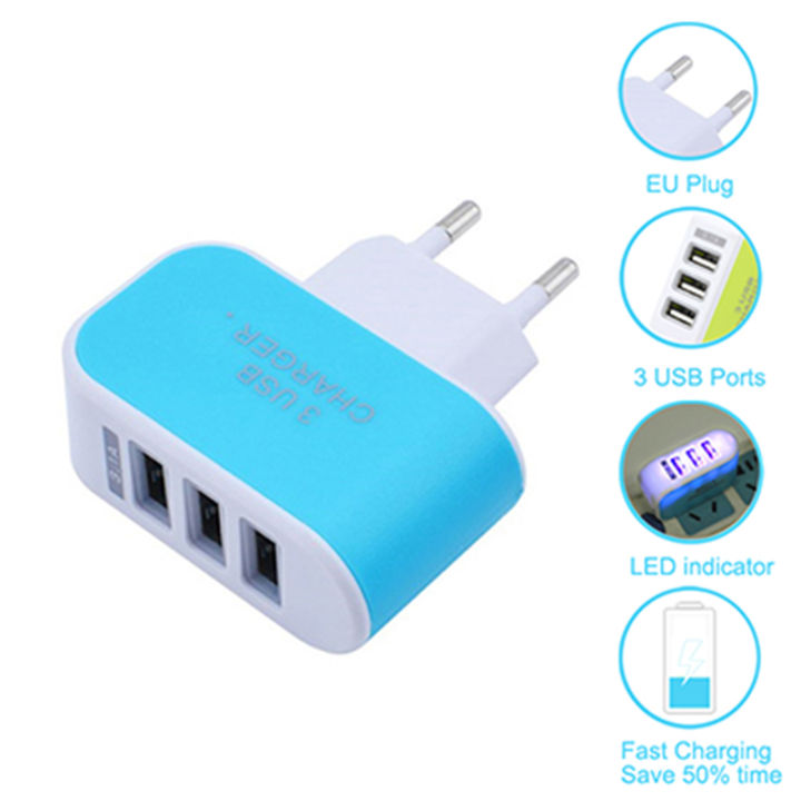 3 in 1 Micro Travel Charger Multi Port USB Charger 3 Ports Adapter Travel Wall Home Charger