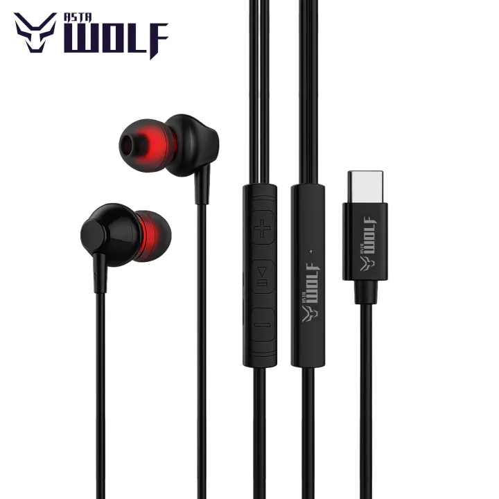 Asta WOLF STRING 2.0 Type-C Wired Earphones | High Bass Sound, 10mm Driver, Tangle-Free Tough Wire (1.2m), In-Line Play/Pause & Volume Controller – Durable Type-C Jack Earphones