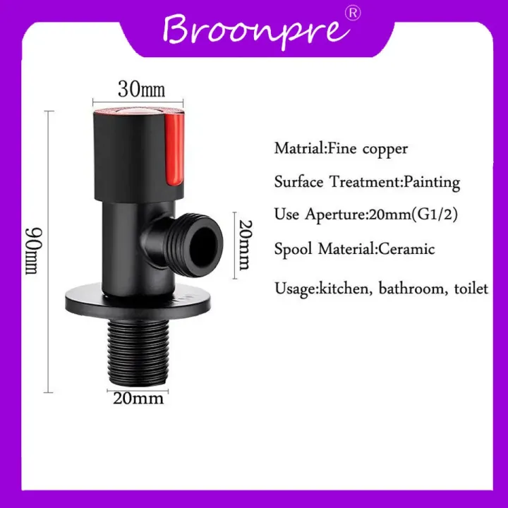 BROONPRE%20%20SUS304%20Stainless%20Steel%20Black%20Paint%20Angle%20Valve%20for%20Kitchen%20Bathroom%20Toilet%20Cold%20and%20Hot%20Water%20Stop%20Valve%20-%20Image%202