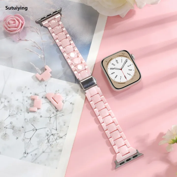 Sutuiying%20Women%20Slim%20Resin%20Band%20For%20Apple%20Watch%2038mm%2040%2041mm%2042%2044%2045mm%20Girl%20Colorful%20Strap%20For%20iWatch%20Series%209%208%207%206%205%20se%204%203%20ultra%2049mm%20-%20Image%204