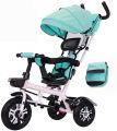 Toddler Tricycle, 4-in-1 Trike with Parent Handle, Adjustable Canopy, Storage, Safety Harness, Baby Stroller for 10 Months to 5 Years Old. 