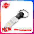 3 in 1 Magnetic Key Chain Micro USB Type-C Data Charge Cable for iPhone Android. 