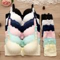 men>men Girl Sweet Wireless Bra Lace Bows Underwear Sets Breathable Small Breast Bralette Top Briefs for Women Teen Girl Lingerie Suits. 