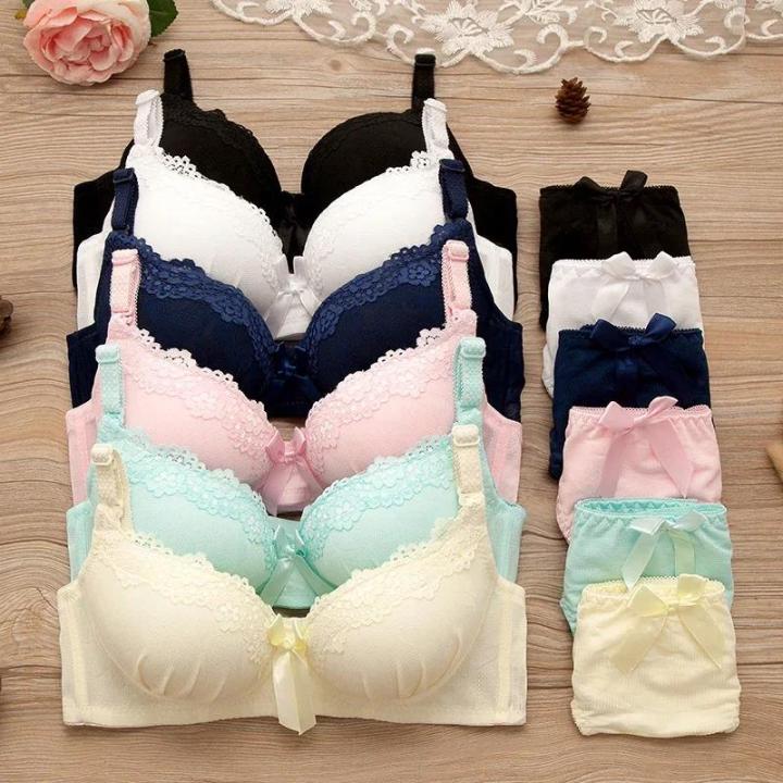 men>men%20Girl%20Sweet%20Wireless%20Bra%20Lace%20Bows%20Underwear%20Sets%20Breathable%20Small%20Breast%20Bralette%20Top%20Briefs%20for%20Women%20Teen%20Girl%20Lingerie%20Suits%20-%20Image%202