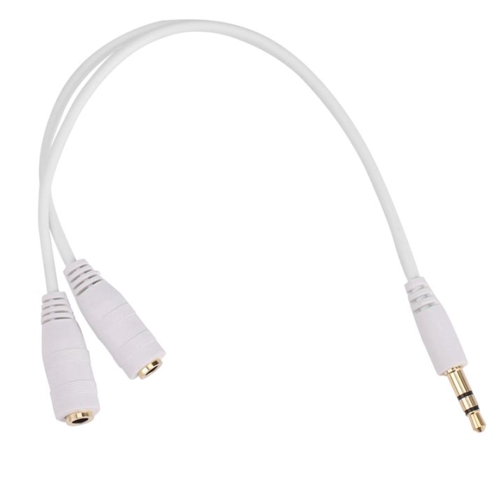 Cable splitter of white earphones 3.5 mm audio