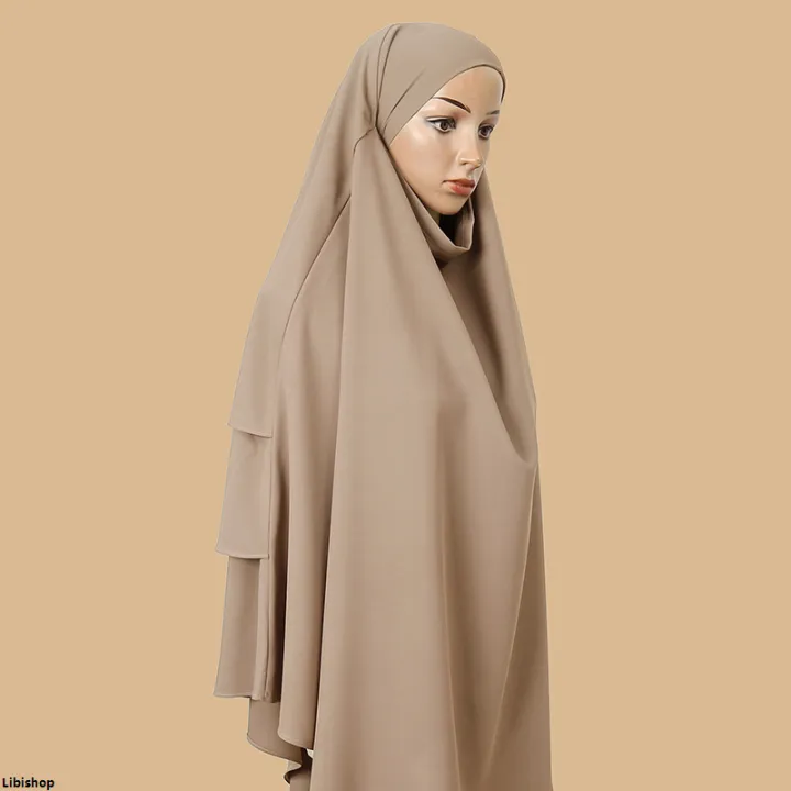 LibishopNew%20Plain%20Three-Layer%20Chiffon%20Hijab%20Prayer%20Khimar%20Solid%20Color%20Arabian%20T%C3%BCRkiye%20Shawl%20Headscarf%20136*120cm%20-%20Image%204