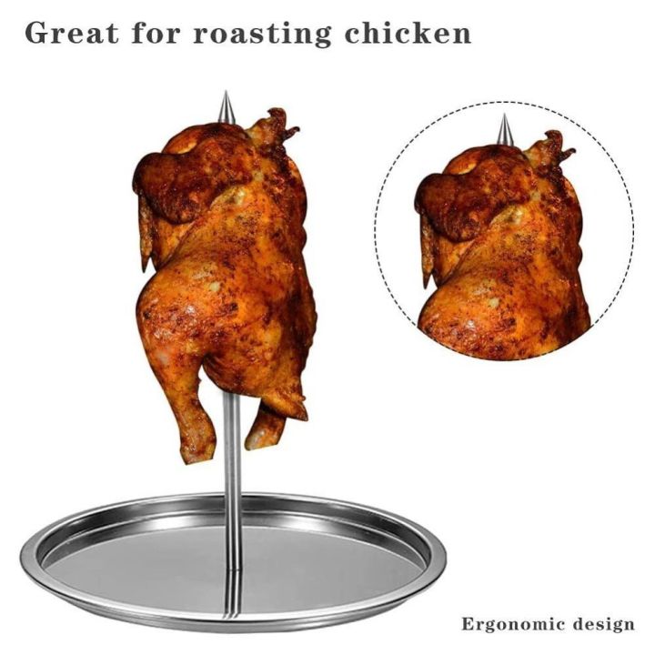 High Quality Removable Handle Meat Roast Vertical Skewer Barbecue Spike Poultry Hanger Barbecue Meat Rack Grilled Chicken Rack
