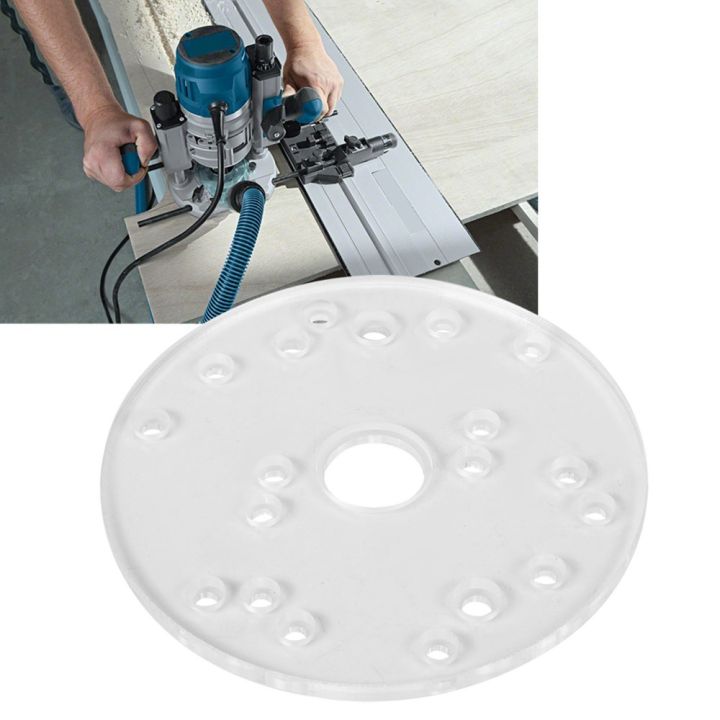 High%20Visibility%206.5%20inch%20/%20164mm%20Diameter%20Universal%20Router%20Base%20Plate%20Transparent%20Acrylic%20Material%207.5mm%20Thickness%20Router%20Base%20Plate%20Kit%20Pre-drilled%20Mounting%20Holes%2030.5mm%20Middle%20Hole%20Router%20Base%20Replacement%20for%20Woodworking%20Routing%20and%20Trimming%20-%20Image%205